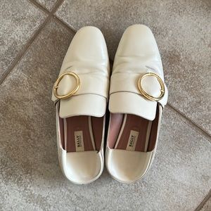 Bally Janelle Leather Slippers, White, Size 38.